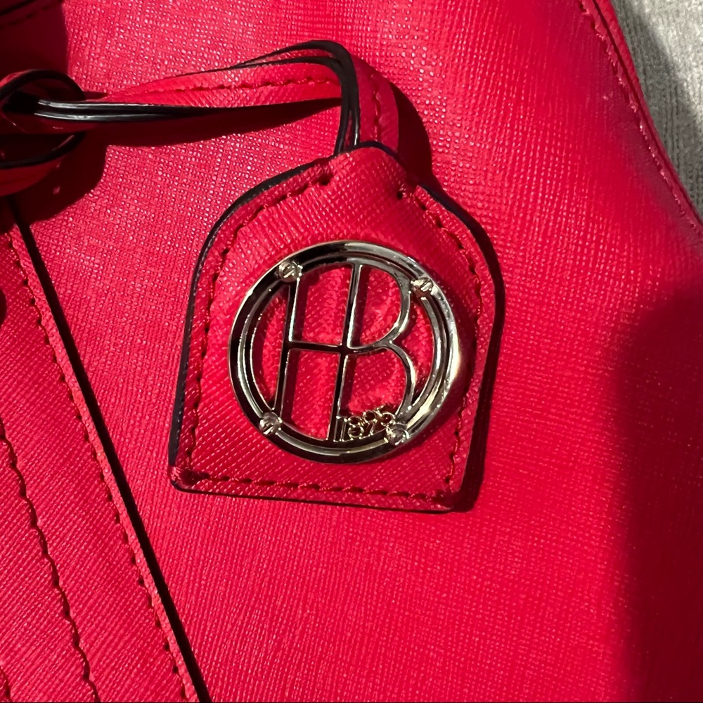 henri bendel Red Leather Laptop Tote with Matching Card Case - Picture 4 of 5